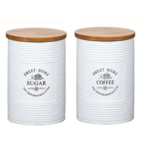 Set 2 recipiente cafea si zahar Set 2 recipiente cafea si zahar culoare alb